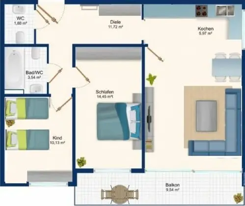 Family Apart Daire (incl. cleaning fee 40 EUR)