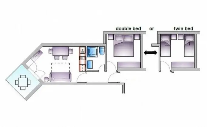 Standard Apart Daire, 1 Yatak Odası, Balkon