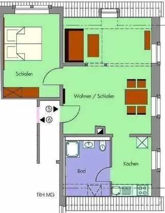 Apart Daire, 1 Yatak Odası, Mutfak (FeWo5)