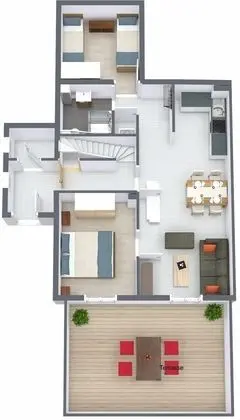 Apart Daire, 2 Yatak Odası, Veranda (Rose)