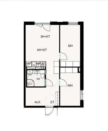 Apart Daire, 2 Yatak Odası (Alcove)