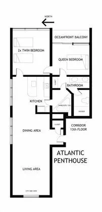 Çatı Katı Süiti (Penthouse), 2 Yatak Odası, Balkon, Okyanus Manzaralı