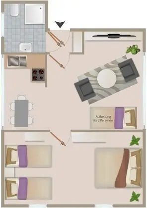 Family Apart Daire, 1 En Büyük (King) Boy Yatak ve Çekyat, Anti Alerjik, Bahçe Manzaralı