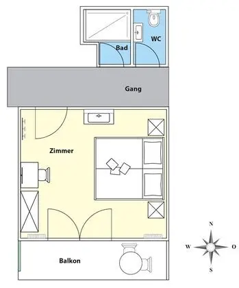 Tek Büyük Yataklı Oda (private bathroom across corridor)