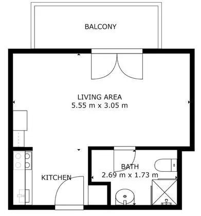 Basic Stüdyo, 1 Büyük (Queen) Boy Yatak