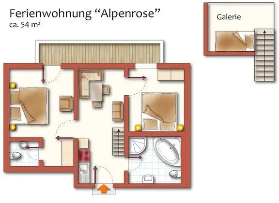 Apart Daire, 2 Yatak Odası, Balkon, Dağ Manzaralı (Alpenrose)