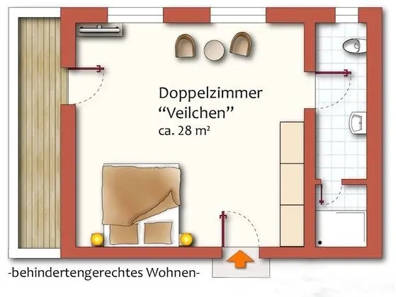 Tek Büyük Yataklı Oda (Veilchen)