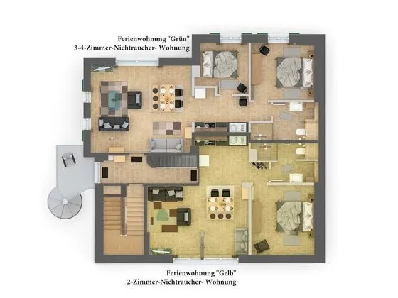 Daire, Özel Banyo (Ferienwohnung Grün)