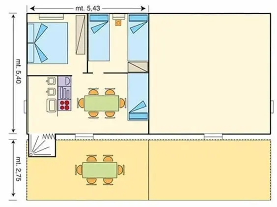 Bungalov, 2 Yatak Odası (Tipo A)