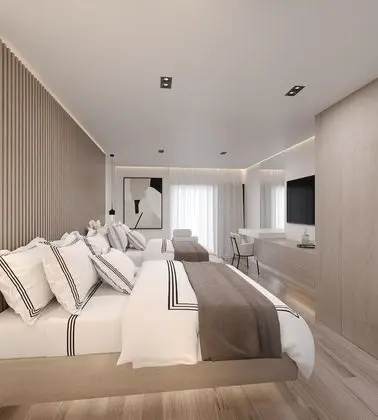 Deluxe Tek Büyük Yataklı Oda, 2 Çift Kişilik Yatak