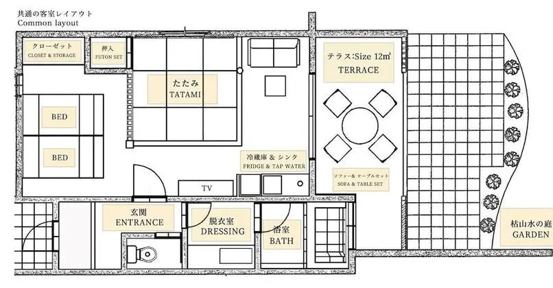 İki Ayrı Yataklı Oda, Sigara İçilmez, Dağ Manzaralı (Japanese Western, Twin Bed)