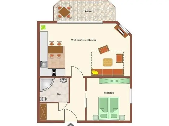 Apart Daire, 1 Yatak Odası, Balkon (Nr. 22)