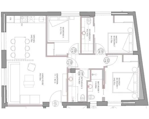 Exclusive Apart Daire, 3 Yatak Odası, Balkon, Şehir Manzaralı