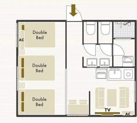 Apart Daire, 1 Yatak Odası, Sigara İçilmez (C type)