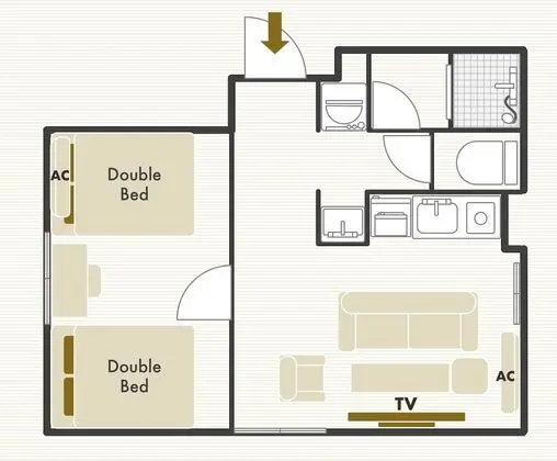 Apart Daire, 1 Yatak Odası, Sigara İçilmez (Type A)