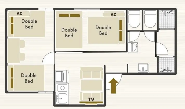 Apart Daire, 2 Yatak Odası, Sigara İçilmez (Type B)