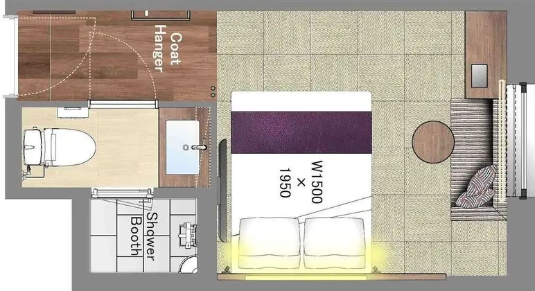 Tek Büyük Yataklı Oda, Sigara İçilmez (Moderate, Momiji, Private Shower Room)