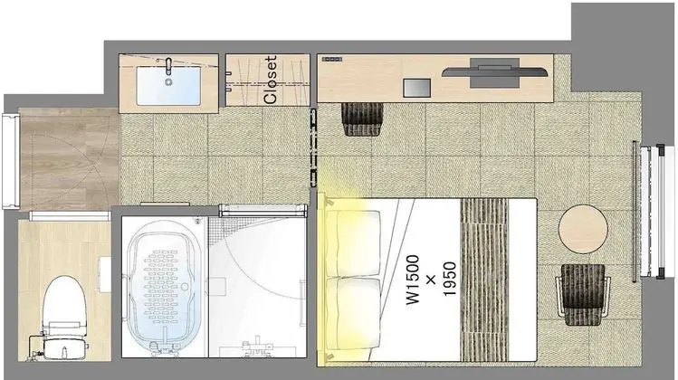Tek Büyük Yataklı Oda, Sigara İçilmez (Moderate,sperate toilet,Sakura Bldg)