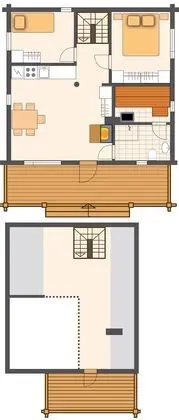 Kulübe, 2 Yatak Odası, Sauna (66 m2)