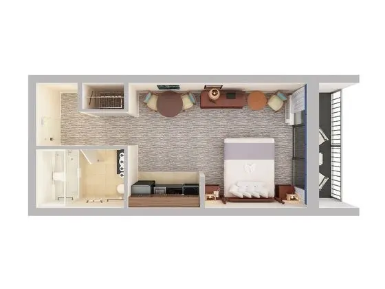 Tower Oceanfront Efficiency, 1 King Bed with Balcony