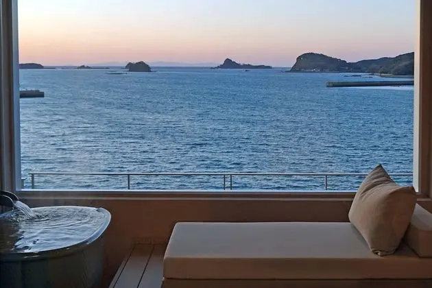 Premium İki Ayrı Yataklı Oda, 2 Yatak Odası, Özel Banyo, Deniz Manzaralı (Open air-Bath)