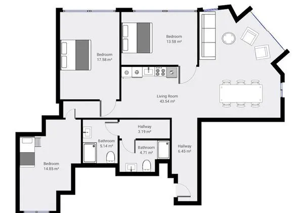 3 bedroom penthouse