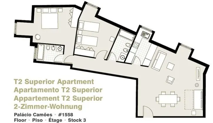 Apart Daire, 2 Yatak Odası, Küçük Mutfak