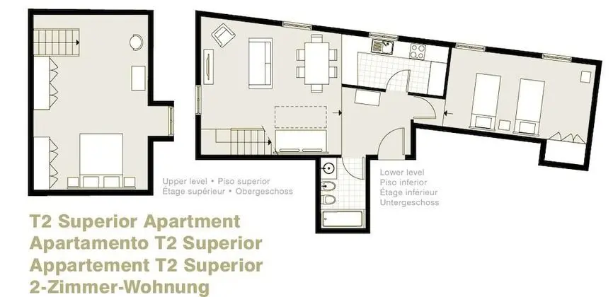 Apart Daire, 2 Yatak Odası, Küçük Mutfak