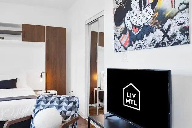 City Stüdyo, 1 Büyük (Queen) Boy Yatak ve Çekyat, Veranda, Şehir Manzaralı (Mont-Royal 301)