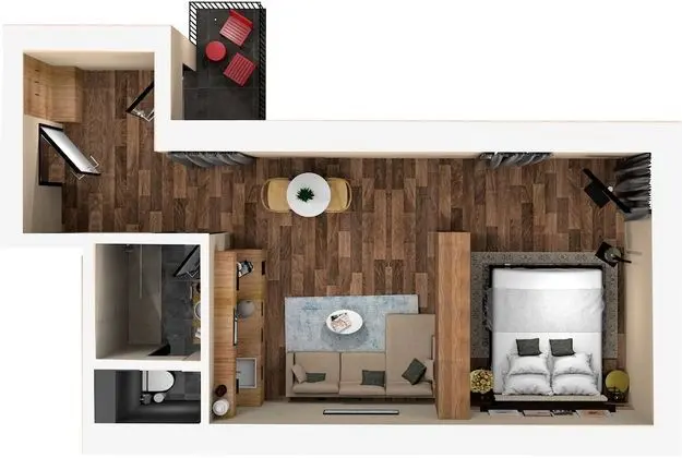 One Bedroom Apartment Open Plan