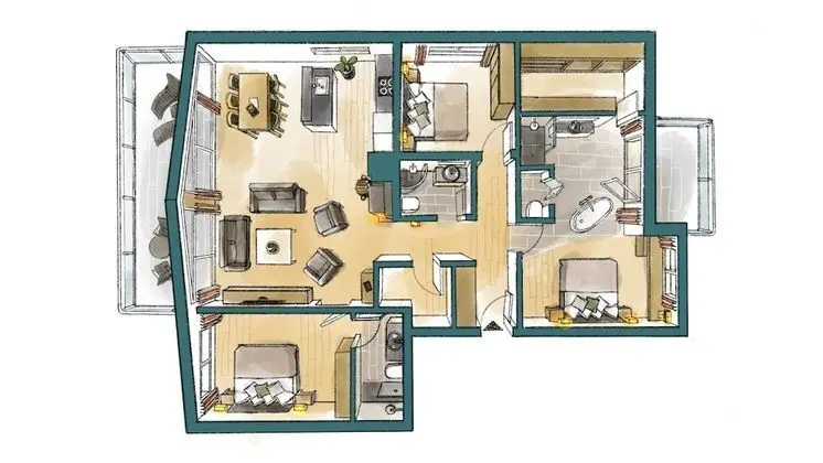 Çatı Katı Süiti (Penthouse), 3 Yatak Odası