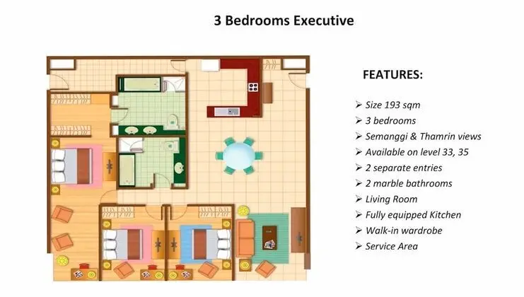 Executive Apart Daire, 3 Yatak Odası, Sigara İçilebilir, Şehir Manzaralı