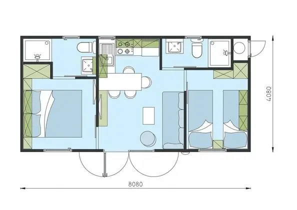 Comfort Karavan, 2 Yatak Odası, Havuz Kullanımı, Deniz Manzaralı