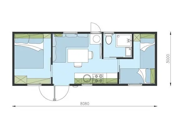 Standard Karavan, 2 Yatak Odası, Havuz Kullanımı, Deniz Manzaralı