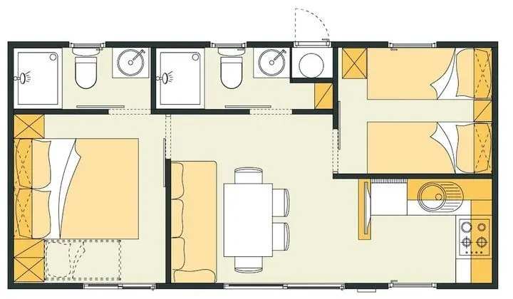 Premium Karavan, 2 Yatak Odası, Teras, Bahçeli