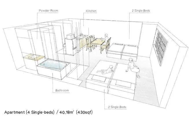Apart Daire (4 Single-Beds)