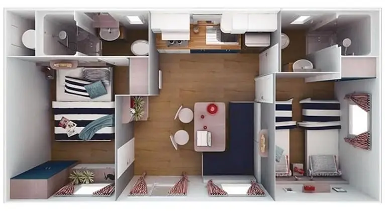 Comfort Karavan, 2 Yatak Odası, Teras, Havuz Manzaralı