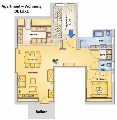 Deluxe Apart Daire, 1 Yatak Odası, Balkon, Bahçe Manzaralı