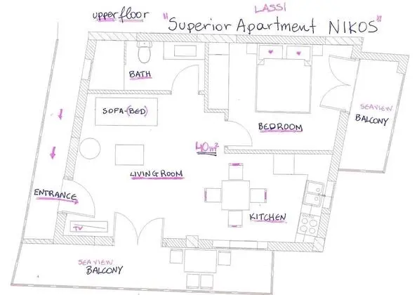 Superior Apart Daire, 1 Yatak Odası, Deniz Manzaralı