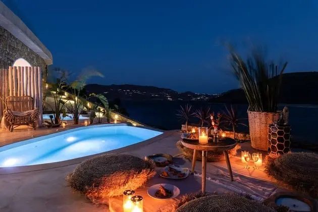 Premium Suite with Private Heated Pool Indoor Hot Tub and Sea View