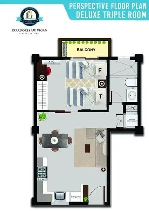 Deluxe Üç Kişilik Oda, 1 Yatak Odası, Balkon, Avlu Manzaralı