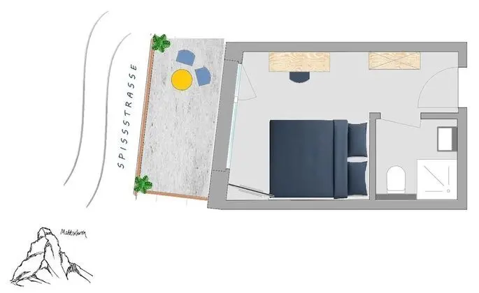 Tek Büyük Yataklı Oda, Balkon, Dağ Manzaralı