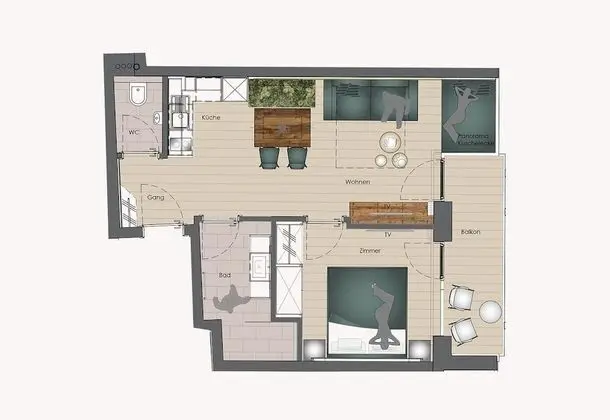 Apart Daire, Balkon (Olive)