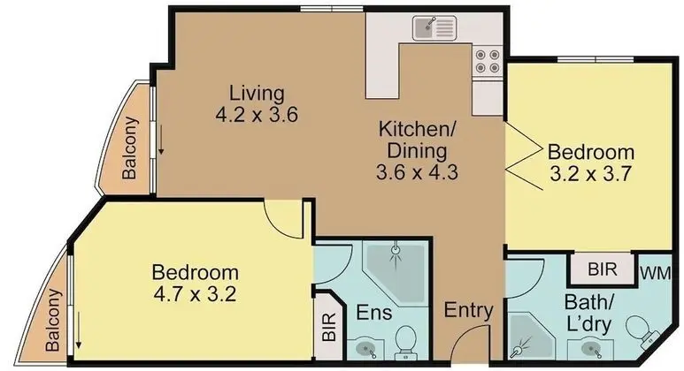 Standard Apart Daire, 2 Yatak Odası