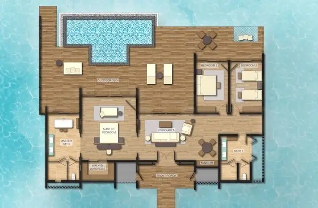Villa, 3 Yatak Odası, Deniz Üstü (Pool & Lagoon View)