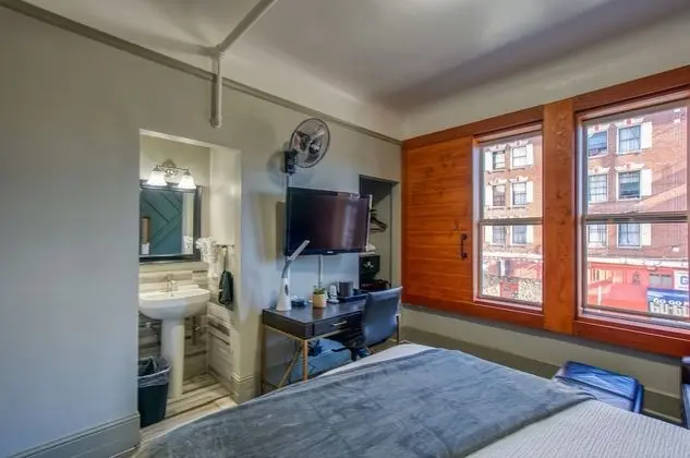 1 Queen Bed with Sofa Bed, Shared Bathroom