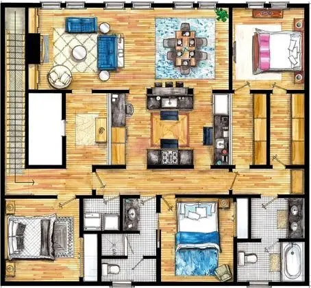 Apart Daire (3-KING Beds Center Of D-TWN LUXURY On)