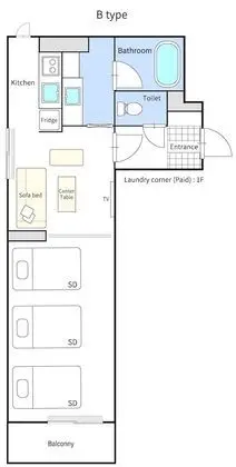 Oda, Sigara İçilmez (Semi Double Bed, Sofa Bed Type B)