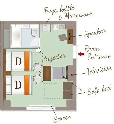 Design İki Ayrı Yataklı Oda, Sigara İçilmez (Brownstone, theater room)