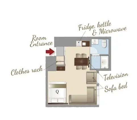 Family Oda, Sigara İçilmez (1 Queen and 2 Sofa Beds, for 5 people)